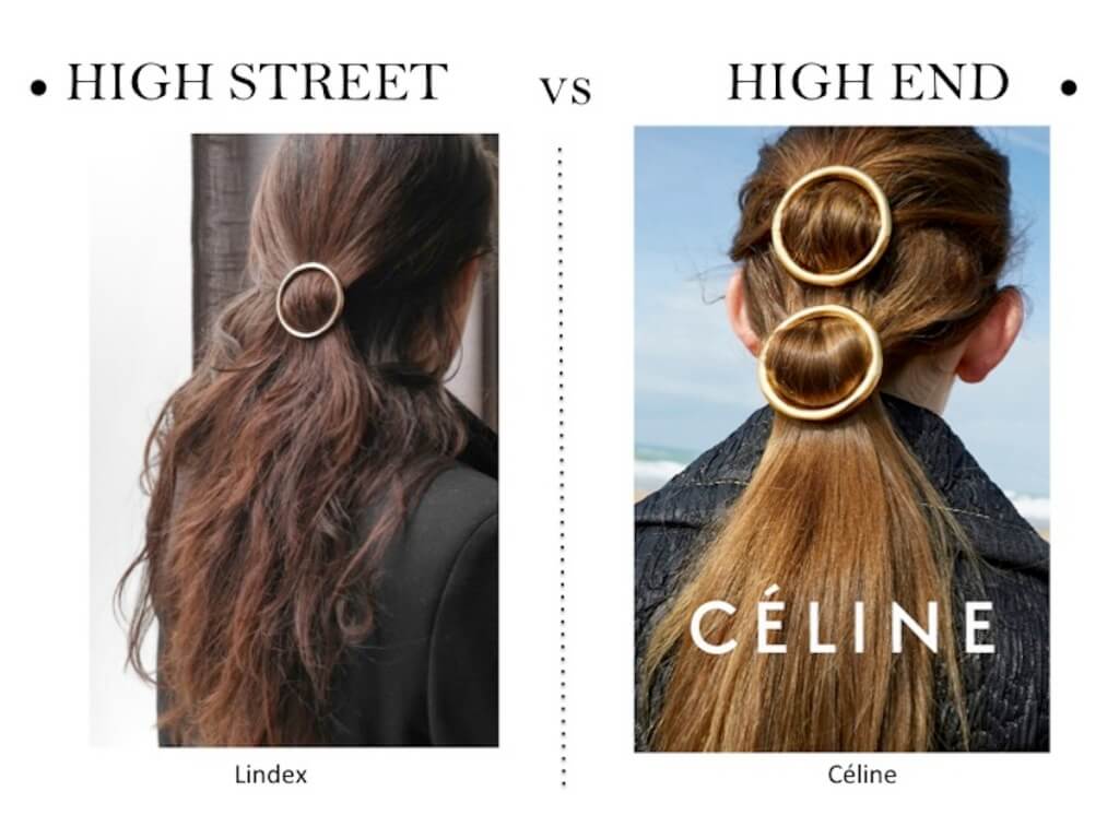 Céline barrette hairclip gold brass, high street vs high end